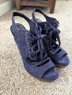 Zara peep toe lace up heels